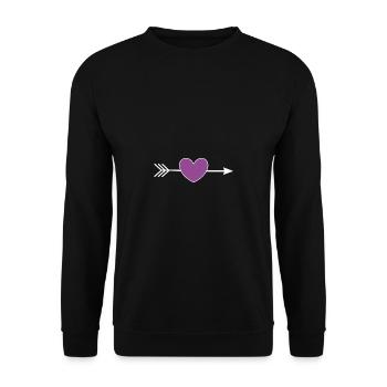 Coeur Violet Blanc avec Flèche Saint Valentin - Sweat-shirt Unisexe - noir - Devant - Alina (178cm) & Michal (187cm)