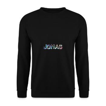 Jonas Name Vorname bunt abstrakt - Unisex Pullover - Schwarz - Vorne - Alina (178cm) & Michal (187cm)