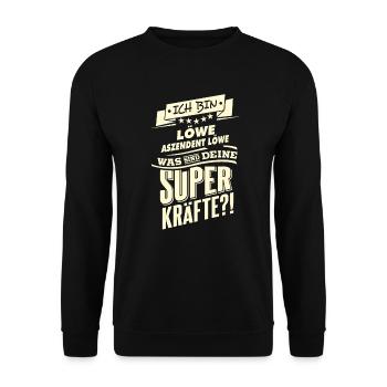 Superkräfte Sternzeichen Löwe Aszendent Löwe - - Unisex Pullover - Schwarz - Vorne - Alina (178cm) & Michal (187cm)