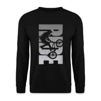 BMX Rider Ride Bicycle Retro - Unisex Sweatshirt - black - Front - Alina (178cm) & Michal (187cm)