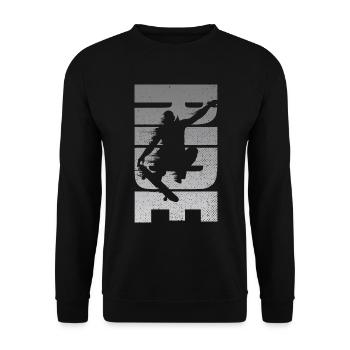 Skateboarding Retro Skateboarder Distressed - Unisex Sweatshirt - black - Front - Alina (178cm) & Michal (187cm)