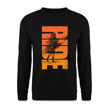 Frauen Surfen Retro Ride Sunset Surfer - Unisex Pullover - Schwarz - Vorne - Alina (178cm) & Michal (187cm)