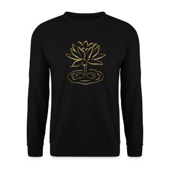 Goldene Lotus Blume, Yoga Lustig, Meditation - Unisex Pullover - Schwarz - Vorne - Alina (178cm) & Michal (187cm)