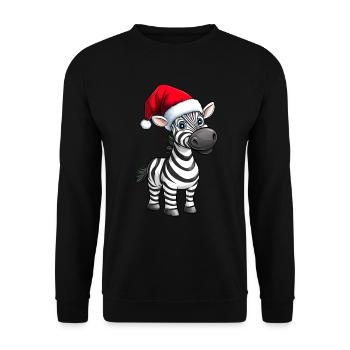 Weihnachtsmann Zebra - Unisex Pullover - Schwarz - Vorne - Alina (178cm) & Michal (187cm)