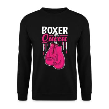 Boxer-Königin - Unisex Pullover - Schwarz - Vorne - Alina (178cm) & Michal (187cm)
