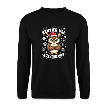 Eule Rentier war ausverkauft - Unisex Pullover - Schwarz - Vorne - Alina (178cm) & Michal (187cm)