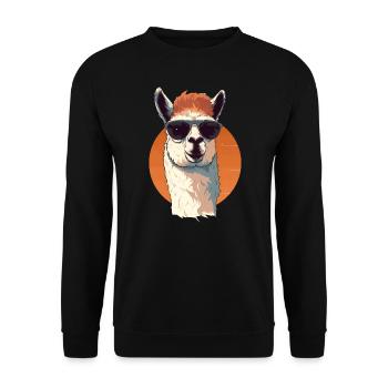 Alpaka Lama Sonnenbrille - Unisex Pullover - Schwarz - Vorne - Alina (178cm) & Michal (187cm)