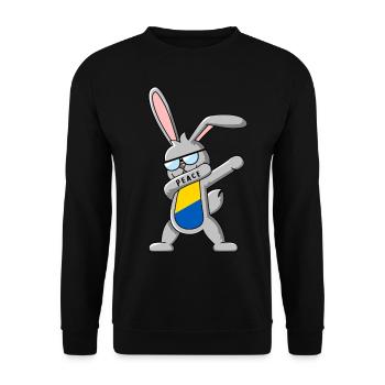 Dabbing bunny danse elle-même jaune et bleu - Sweat-shirt Unisexe - noir - Devant - Alina (178cm) & Michal (187cm)