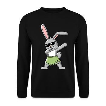 DAB TANZ HASE T-SHIRT - Unisex Pullover - Schwarz - Vorne - Alina (178cm) & Michal (187cm)
