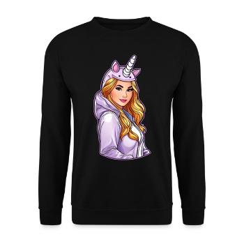Jolie fille d’anime en sweat à capuche licorne - Sweat-shirt Unisexe - noir - Devant - Alina (178cm) & Michal (187cm)