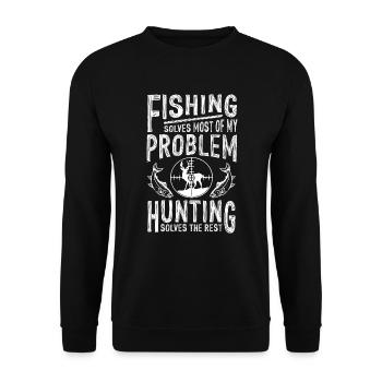 Fishing and Huntng - Unisex Sweatshirt - black - Front - Alina (178cm) & Michal (187cm)