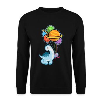 Cute little dinosaur dinosaur, planet - Unisex Sweatshirt - black - Front - Alina (178cm) & Michal (187cm)