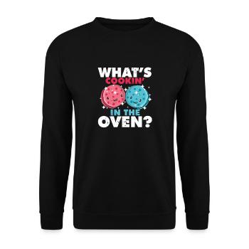 What's Cookin' In The Oven? Gender Reveal - Unisex Sweatshirt - black - Front - Alina (178cm) & Michal (187cm)