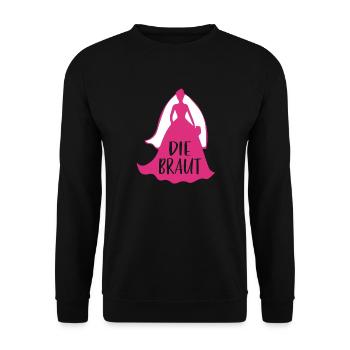 Braut Katze Team Braut Junggesellinnenabschied JGA - Unisex Pullover - Schwarz - Vorne - Alina (178cm) & Michal (187cm)