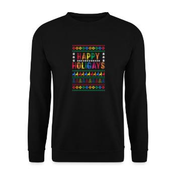 Happy Holigays LGBTQ Gay Pride Christmas - Unisex Sweatshirt - black - Front - Alina (178cm) & Michal (187cm)