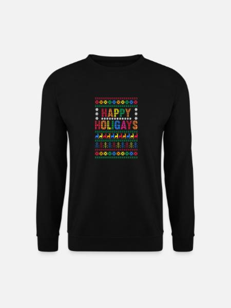 Happy Holigays LGBTQ Gay Pride Christmas - Unisex Pullover - Schwarz