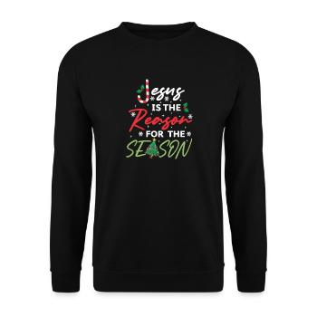 Jesus Is The Reason For The Season Candy Cane - Unisex Sweatshirt - black - Front - Alina (178cm) & Michal (187cm)