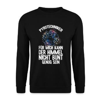 Pyrotechniker Himmel Bunt Böller Pyrotechnik - Unisex Pullover - Schwarz - Vorne - Alina (178cm) & Michal (187cm)