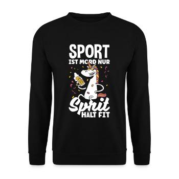 Sport ist Mord nur Sprit hält fit Biertrinker & - Unisex Pullover - Schwarz - Vorne - Alina (178cm) & Michal (187cm)