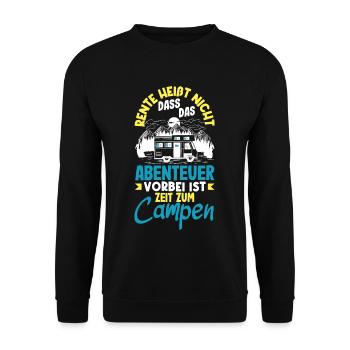 Rente heißt Zeit zum Campen - Unisex Pullover - Schwarz - Vorne - Alina (178cm) & Michal (187cm)