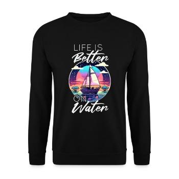 Life is better on water - Sailboat - Unisex Sweatshirt - black - Front - Alina (178cm) & Michal (187cm)