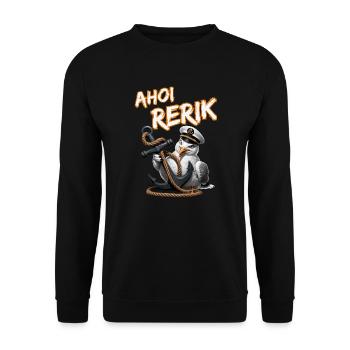 Ahoy Rerik Mouette drôle avec ancre - Sweat-shirt Unisexe - noir - Devant - Alina (178cm) & Michal (187cm)