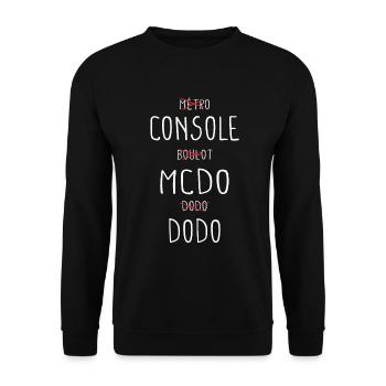 Cadeau drôle geek gamer jeux vidéos malbouffe - Sweat-shirt Unisexe - noir - Devant - Alina (178cm) & Michal (187cm)