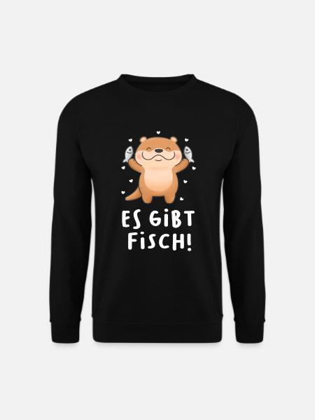 Otter Fisch Essen Liebe - Unisex Pullover - Schwarz