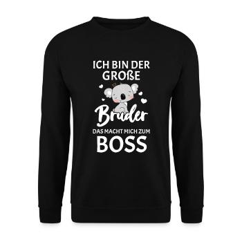 Großer Bruder Ich Bin Der Boss - Panda - Unisex Pullover - Schwarz - Vorne - Alina (178cm) & Michal (187cm)