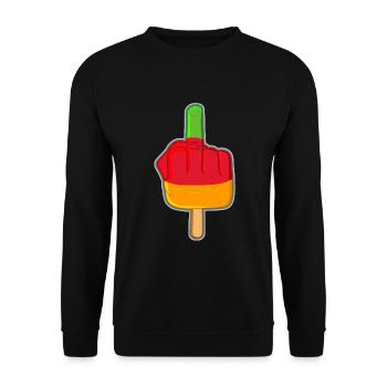 Lutschfinger Stinkefinger Flutschfinger Eis - Unisex Pullover - Schwarz - Vorne - Alina (178cm) & Michal (187cm)