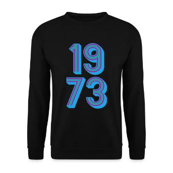 1973 Geburtsjahr | Farben änderbar - Unisex Pullover - Schwarz - Vorne - Alina (178cm) & Michal (187cm)