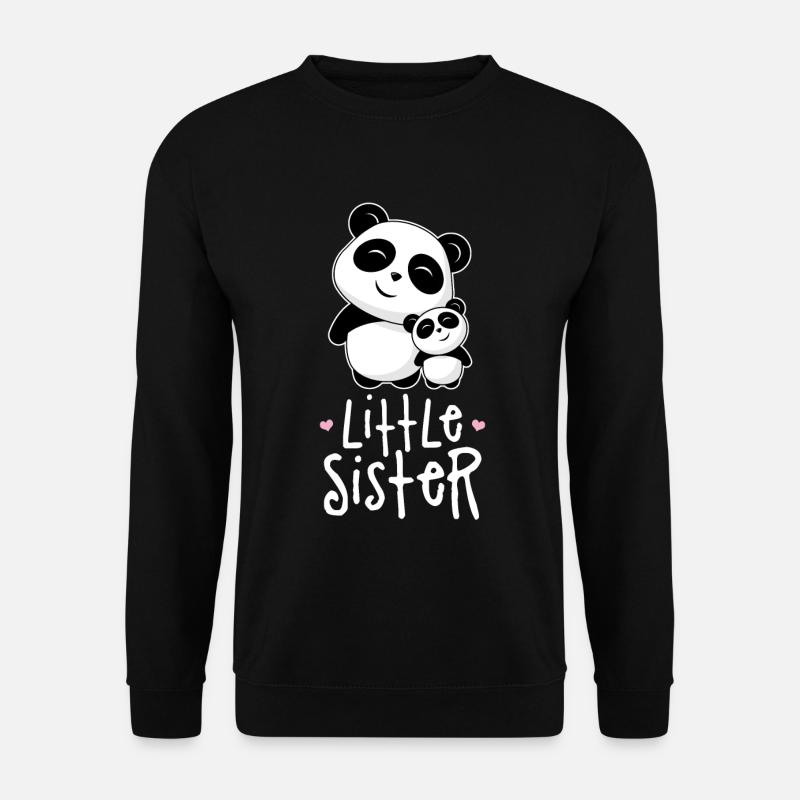 Little Sister - Kleine Schwester Geschwister Panda - Unisex Pullover - Schwarz