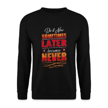 Uhr Lebenszeit Sand - Unisex Pullover - Schwarz - Vorne - Alina (178cm) & Michal (187cm)