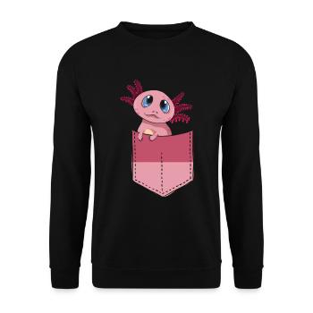 Cadeau amphibien à queue mignon sac de poitrine axolotl - Sweat-shirt Unisexe - noir - Devant - Alina (178cm) & Michal (187cm)
