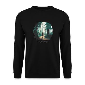 Hiking is My Therapy – Nature & Forest - Unisex Sweatshirt - black - Front - Alina (178cm) & Michal (187cm)