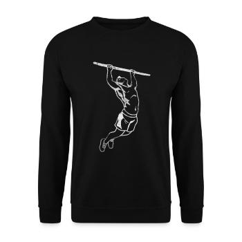 Klimmzug bodyweight workout Fitness pull up - Unisex Pullover - Schwarz - Vorne - Alina (178cm) & Michal (187cm)