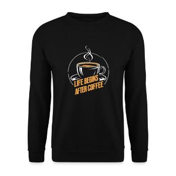 Life Begins After Coffee - Coffee Saying - Unisex Sweatshirt - black - Front - Alina (178cm) & Michal (187cm)