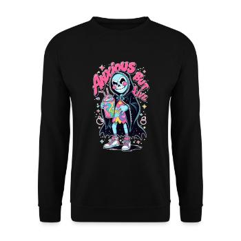 Design gothique pastel anxieux mais vivant avec coloré - Sweat-shirt Unisexe - noir - Devant - Alina (178cm) & Michal (187cm)