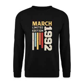 March 1992 - Birthday Gift March 1992 March - Unisex Sweatshirt - black - Front - Alina (178cm) & Michal (187cm)
