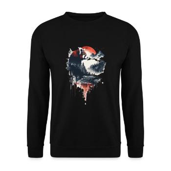 Roter Panda - Unisex Pullover - Schwarz - Vorne - Alina (178cm) & Michal (187cm)