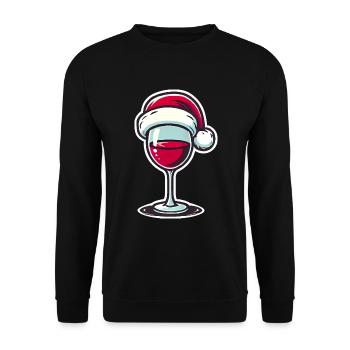 Festive Wine Glass with Santa Hat - Unisex Sweatshirt - black - Front - Alina (178cm) & Michal (187cm)