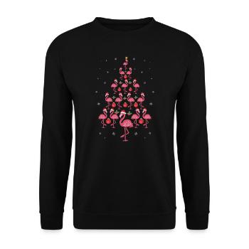 Cadeau de vacances arbre flamant rose drôle de Noël - Sweat-shirt Unisexe - noir - Devant - Alina (178cm) & Michal (187cm)