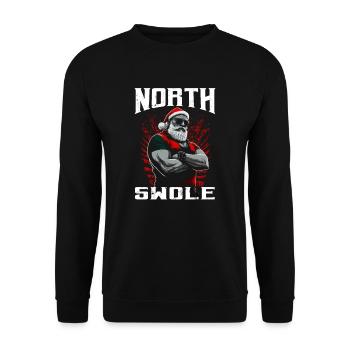 North Swole Fitness Weihnachtsmann Gym Workout - Unisex Pullover - Schwarz - Vorne - Alina (178cm) & Michal (187cm)