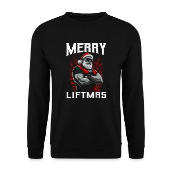 Merry Liftmas Fitness Weihnachtsmann Gym Workout - Unisex Pullover - Schwarz - Vorne - Alina (178cm) & Michal (187cm)