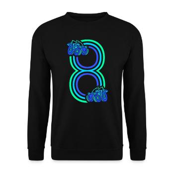 8. Geburtstag Rennauto 8 Jahre alt Rennwagen - Unisex Pullover - Schwarz - Vorne - Alina (178cm) & Michal (187cm)
