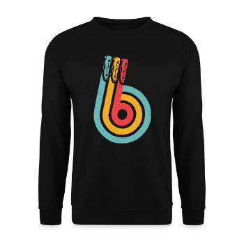6. Geburtstag Rennwagen 6 Jahre alt Rennauto - Unisex Pullover - Schwarz - Vorne - Alina (178cm) & Michal (187cm)