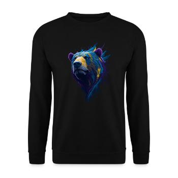 Peinture violette et bleue Splash Art Bear Head Design - Sweat-shirt Unisexe - noir - Devant - Alina (178cm) & Michal (187cm)