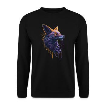 Orange and Purple Paint Fox Head Illustration Desi - Unisex Sweatshirt - black - Front - Alina (178cm) & Michal (187cm)