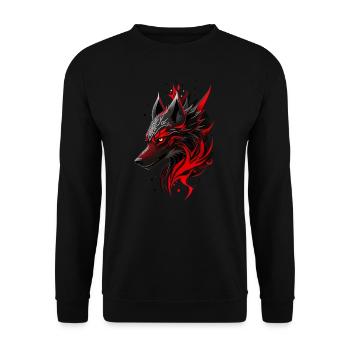 Black and Red Wolf Head with White Magic Symbols - Unisex Sweatshirt - black - Front - Alina (178cm) & Michal (187cm)