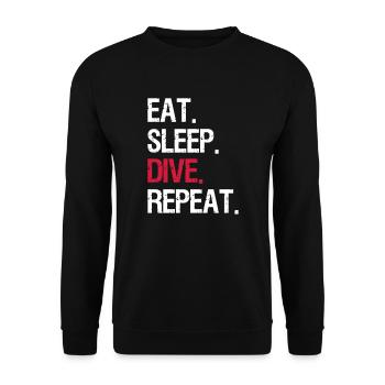 Eat Sleep Dive Repeat - Unisex Pullover - Schwarz - Vorne - Alina (178cm) & Michal (187cm)